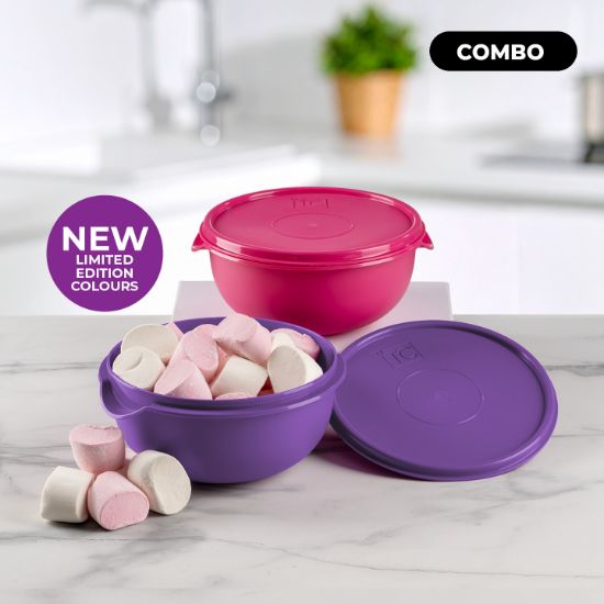Picture of (WW168+WW176) 2 Bowls+Lid 1,25Lt Petunia & Violet