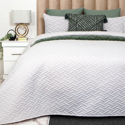 Picture of Concertina Quilt Bed Set 3pc - White/Beige - King