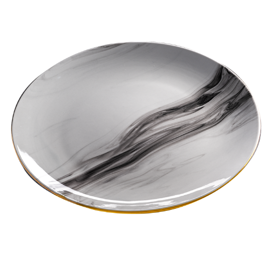 Picture of (6) Gold Rimmed Marble Dinner Plates - 27cm